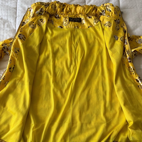 VINTAGE Goldleed Metallic Gold Yellow Mushroom Print Windbreaker Size 42 - Picture 7 of 16
